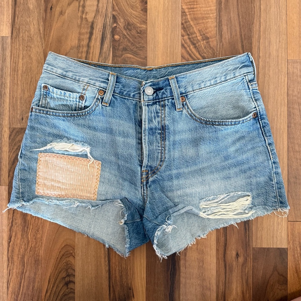 Levi's Blue Patched Women Shorts